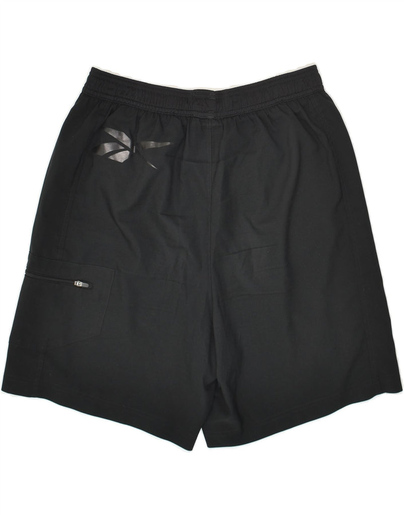 REEBOK Mens Graphic Sport Shorts Small Black Polyester | Vintage Reebok | Thrift | Second-Hand Reebok | Used Clothing | Messina Hembry 