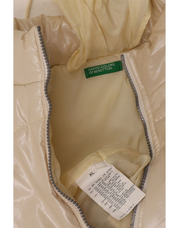 Benetton Womens Padded Jacket UK 18 XL Beige Polyamide