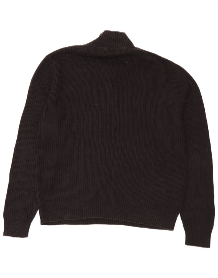 Calvin Klein Mens Zip Neck Jumper Sweater Large Black Cotton
