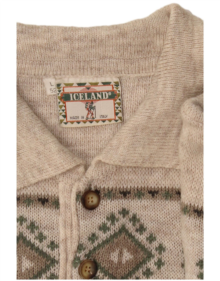 ICELAND Mens Polo Neck Jumper Sweater IT 52 Large Grey Fair Isle