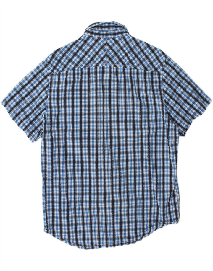 TIMBERLAND Mens Short Sleeve Regular Fit Shirt Large Blue Check Cotton