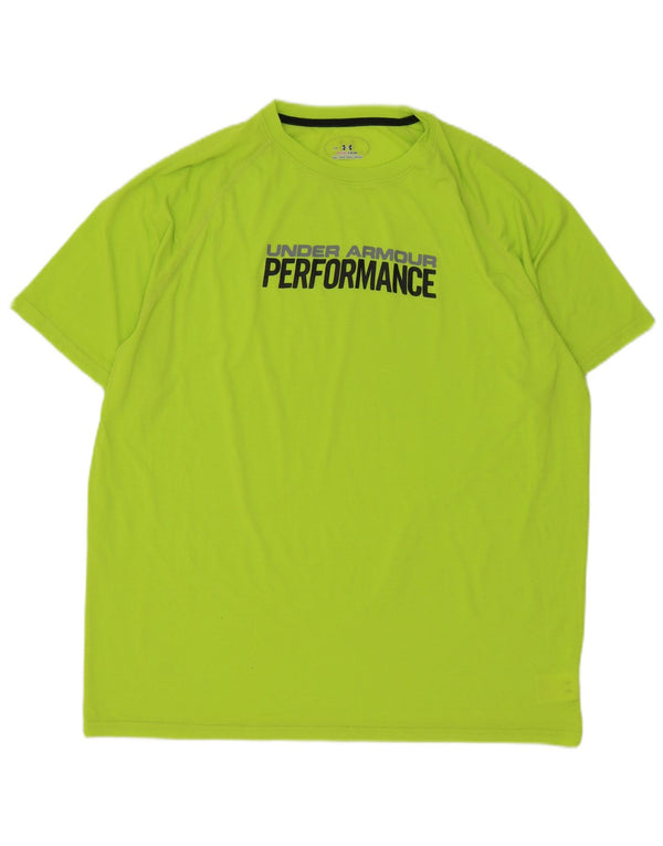Under Armour Mens Heat Gear Graphic T-Shirt Top Large Green Polyester