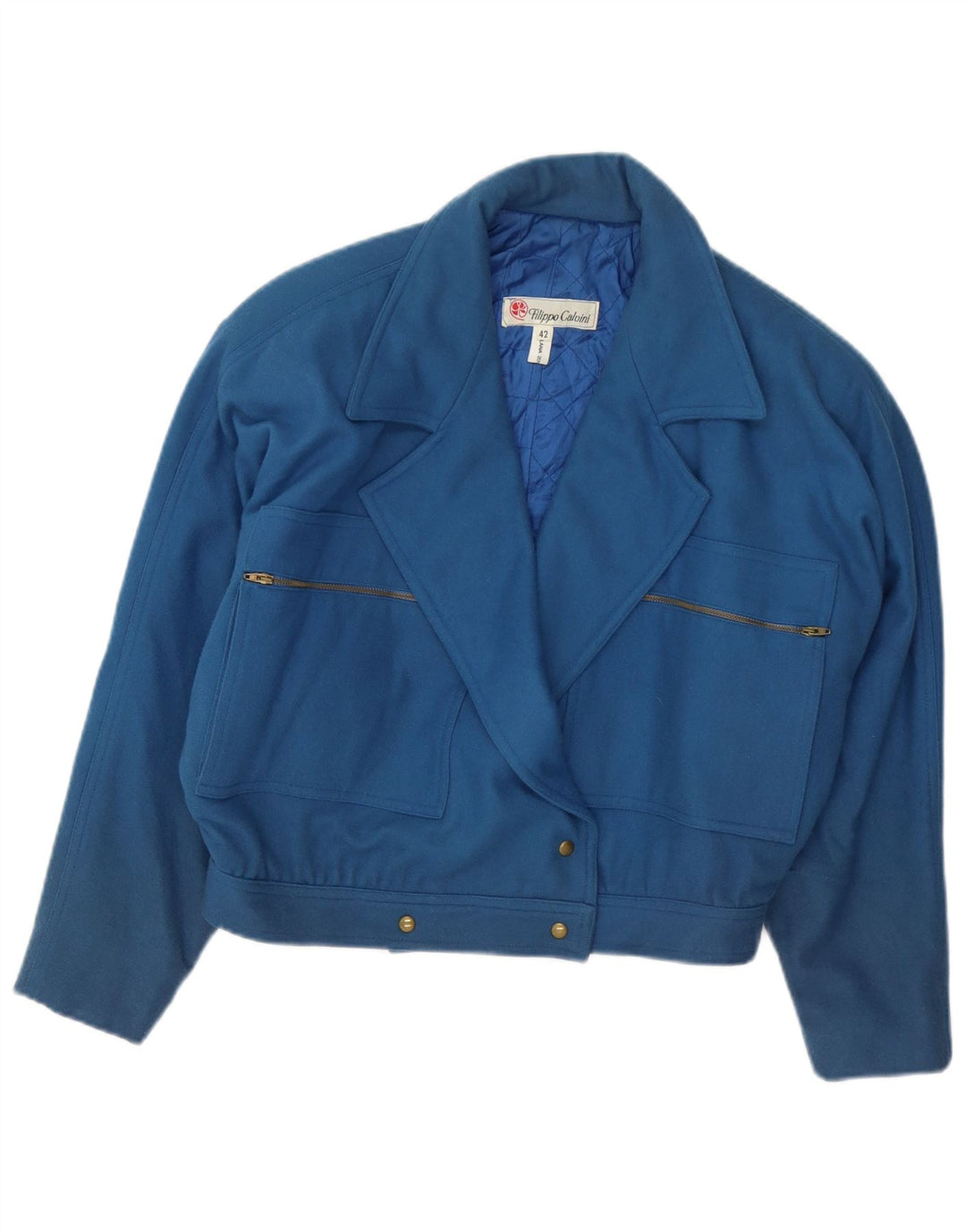 Vintage Womens Oversized Blazer Jacket EU 42 Large Blue Wool