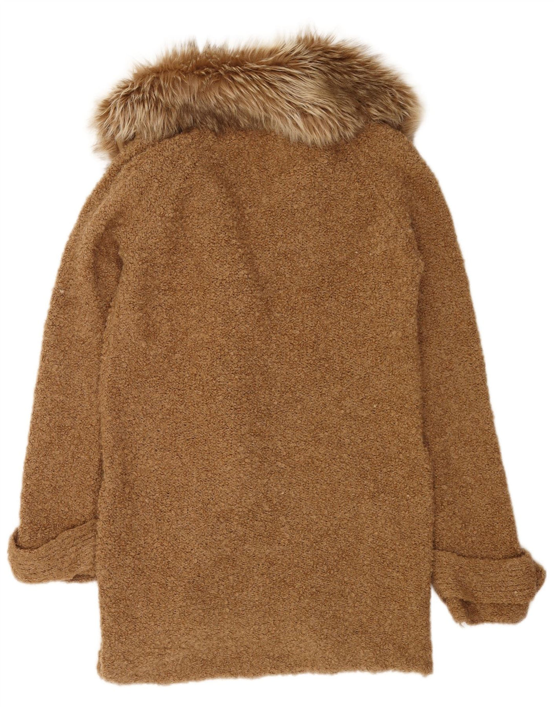 Zara Womens Longline Cardigan Sweater UK 14 Medium Brown Acrylic