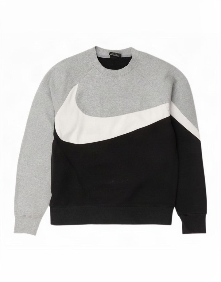 Nike Mens Graphic Sweatshirt Jumper Medium Black Colourblock Cotton