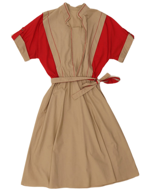 VINTAGE Womens Maxi Dress UK 16 Large Beige Colourblock