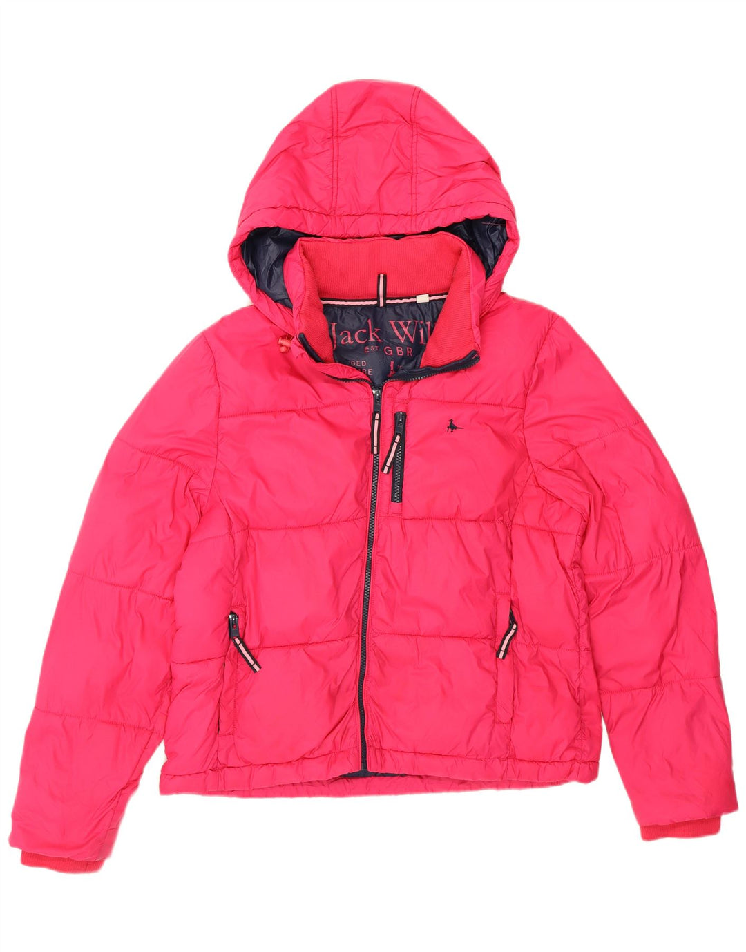 Jack Wills Womens Hooded Padded Jacket UK 12 Medium  Pink Polyamide