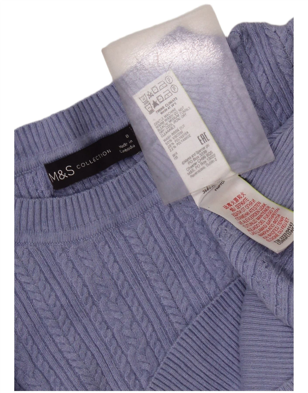 Marks & Spencer Womens Crew Neck Jumper Sweater UK 8 Small Blue Viscose