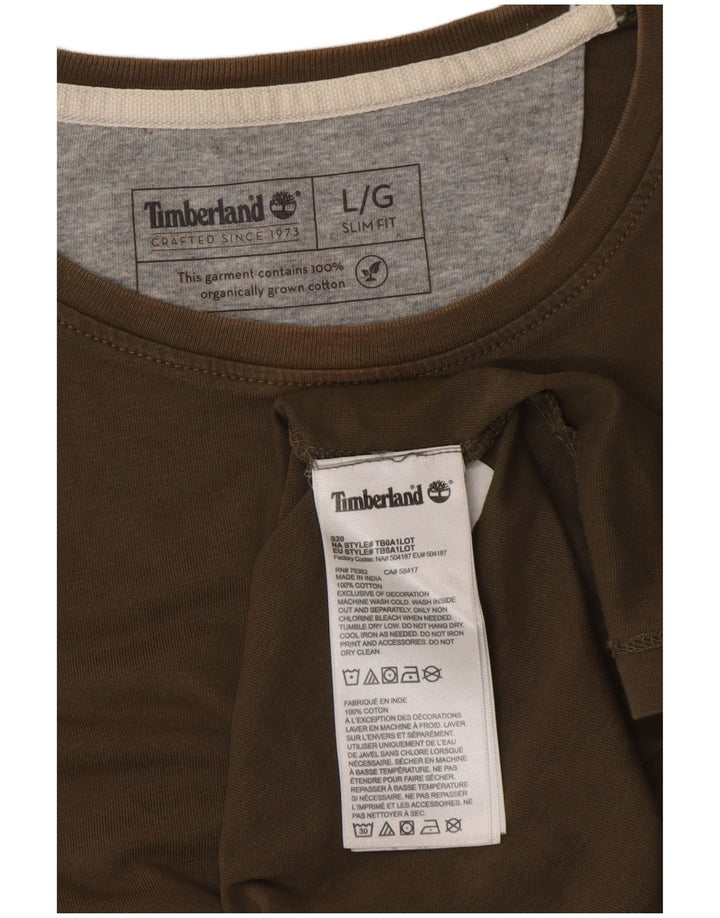 TIMBERLAND Mens Slim Fit T-Shirt Top Large Khaki Cotton