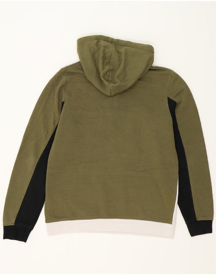 JACK & JONES Mens Zip Neck Hoodie Jumper Medium Khaki Colourblock Vintage Jack & Jones and Second-Hand Jack & Jones from Messina Hembry 