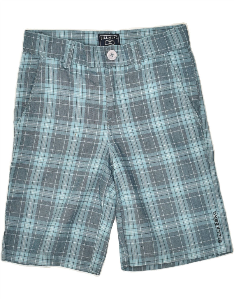 BILLABONG Boys Chino Shorts 11-12 Years W28 Blue Check Polyester | Vintage Billabong | Thrift | Second-Hand Billabong | Used Clothing | Messina Hembry 