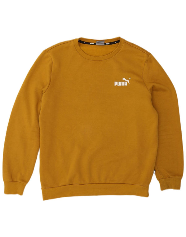 Puma Mens Sweatshirt Jumper Medium Yellow Cotton