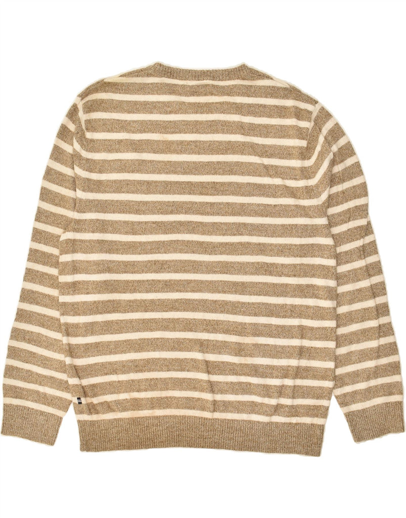 NAUTICA Mens Crew Neck Jumper Sweater XL Beige Striped Cotton | Vintage Nautica | Thrift | Second-Hand Nautica | Used Clothing | Messina Hembry 