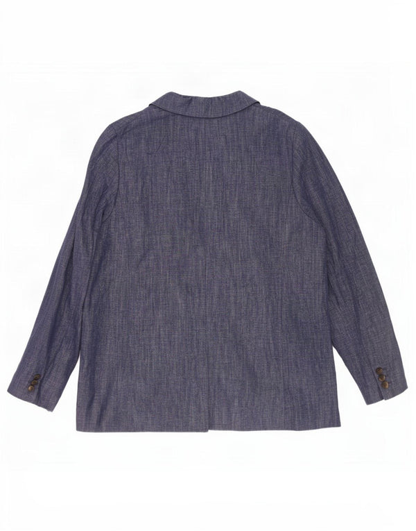 Marks & Spencer Womens 2 Button Blazer Jacket UK 16 Large Navy Blue Cotton