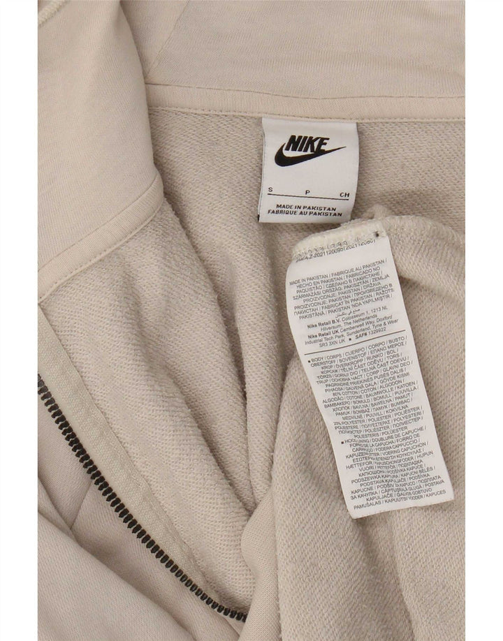 Nike Mens Zip Hoodie Sweater Small Beige Cotton