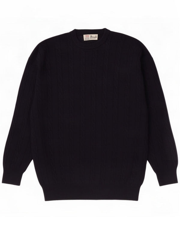 Pringle Mens Crew Neck Jumper Sweater Medium Navy Blue Virgin Wool