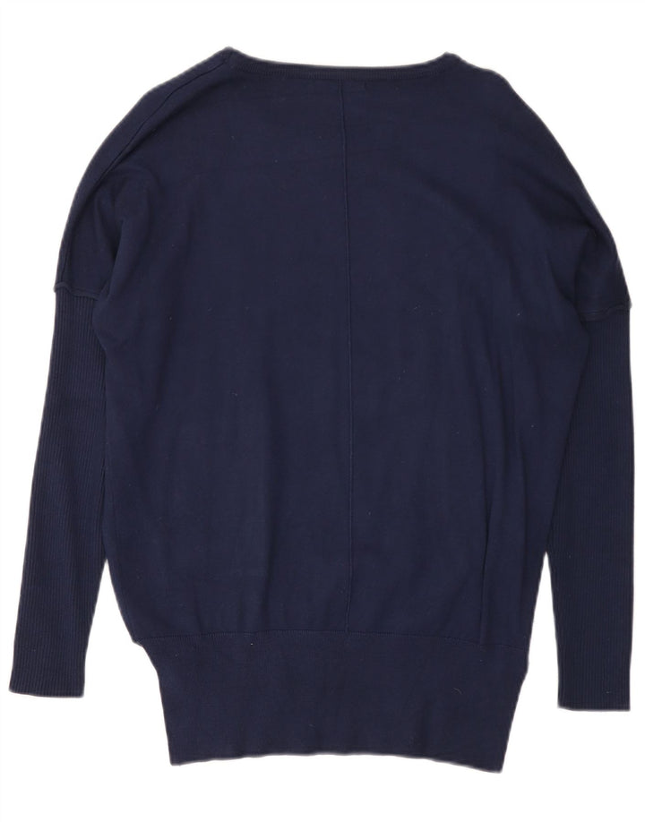GUESS Womens Oversized Boat Neck Jumper Sweater UK 6 Small Navy Blue