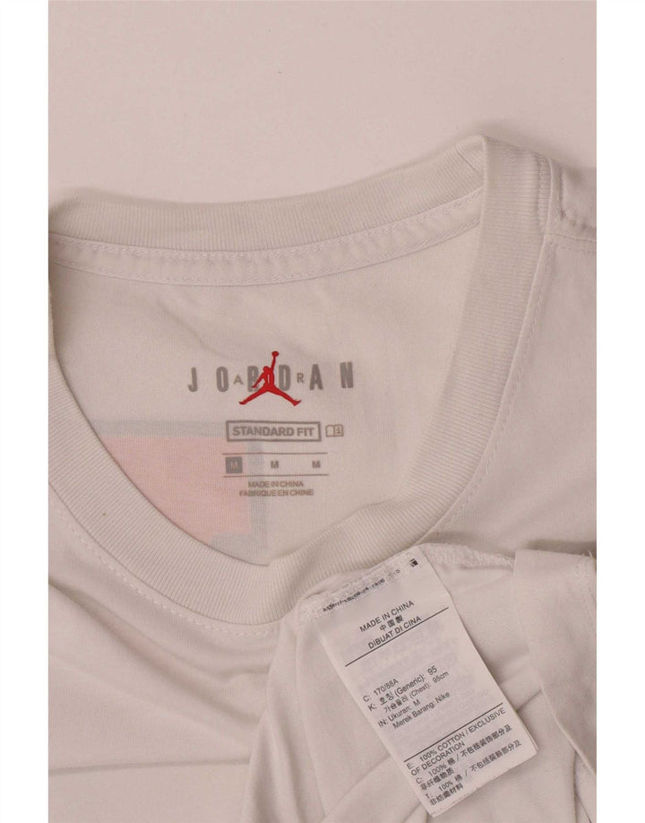 Jordan Mens Standard Fit Graphic T-Shirt Top Medium White Cotton