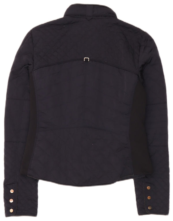 Zara Womens Quilted Jacket UK 12 Medium Navy Blue Polyester