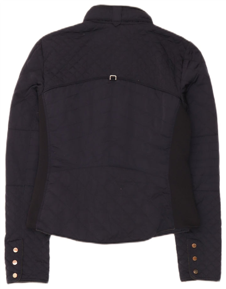 Zara Womens Quilted Jacket UK 12 Medium Navy Blue Polyester