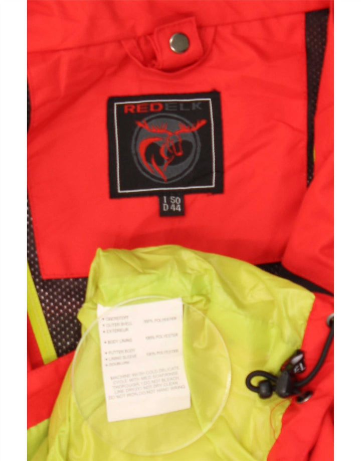 Vintage Mens Hooded Rain Jacket IT 50 Large Red Colourblock Polyester