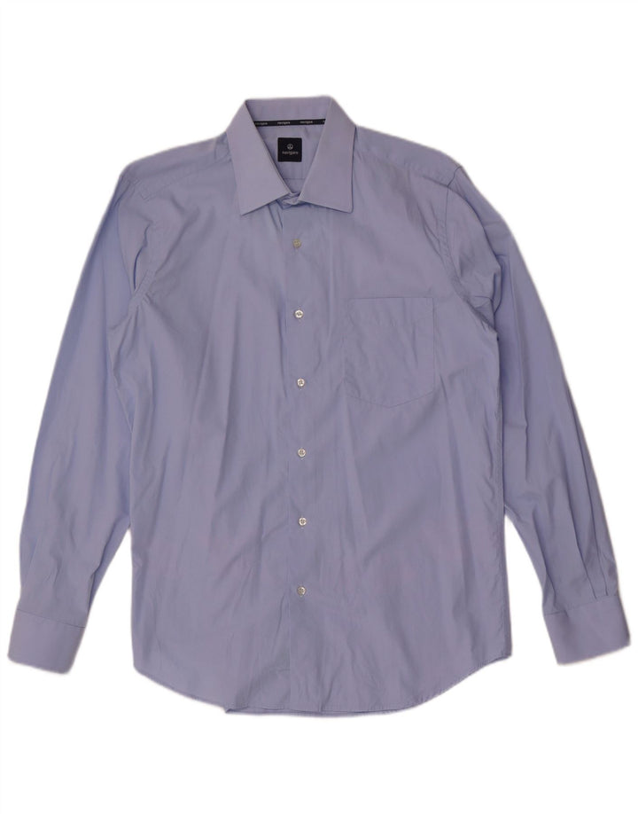 Navigare Mens Shirt Size 40 15 3/4 Medium Blue Cotton