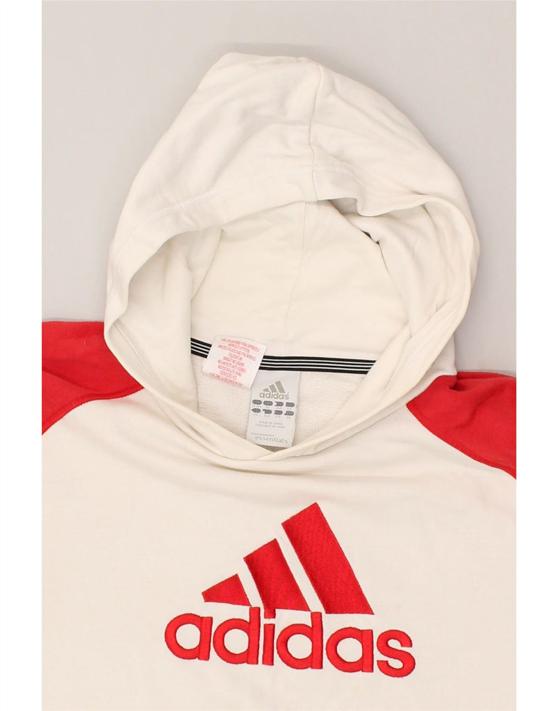 ADIDAS Boys Graphic Hoodie Jumper 15-16 Years White Colourblock Cotton | Vintage Adidas | Thrift | Second-Hand Adidas | Used Clothing | Messina Hembry 