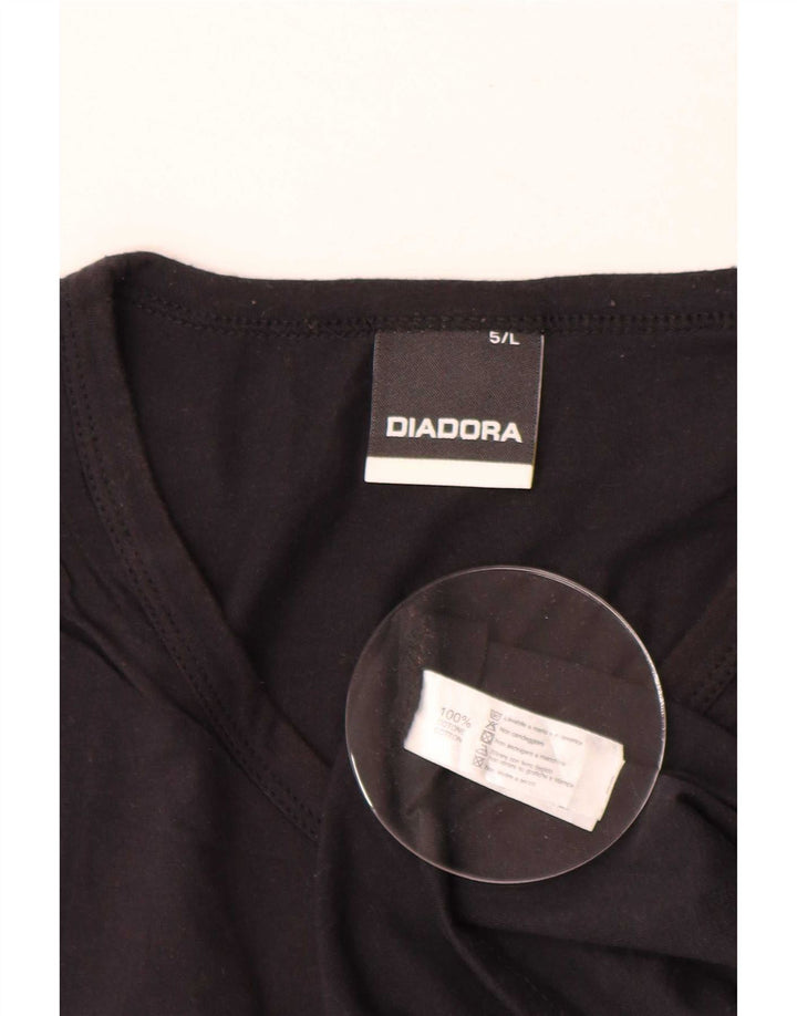 Diadora Mens T-Shirt Top Large Black Cotton