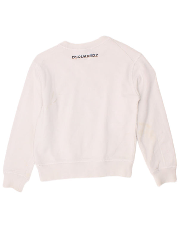 Dsquared2 Girls Graphic Sweatshirt Jumper 5-6 Years White Cotton