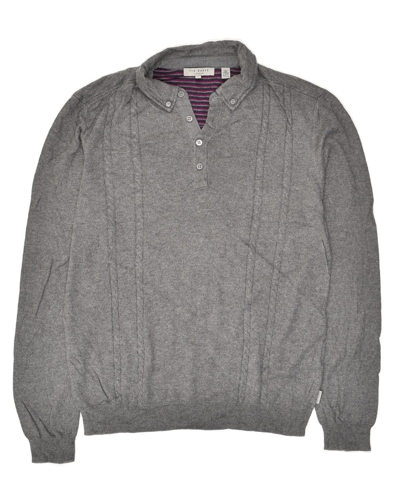 TED BAKER Mens London Polo Neck Jumper Sweater Size 3 Medium Grey | Vintage Ted Baker | Thrift | Second-Hand Ted Baker | Used Clothing | Messina Hembry 