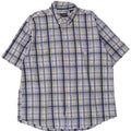 Chaps Mens Short Sleeve Shirt XL Blue Check Cotton