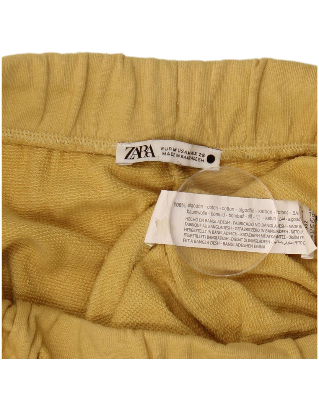 ZARA Womens Tracksuit Trousers Joggers UK 12 Medium  Yellow Cotton