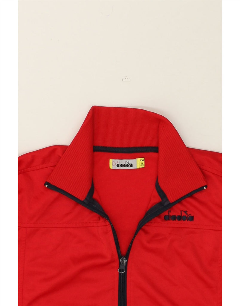 DIADORA Boys Graphic Tracksuit Top Jacket 13-14 Years 2XL  Red Polyester | Vintage Diadora | Thrift | Second-Hand Diadora | Used Clothing | Messina Hembry 