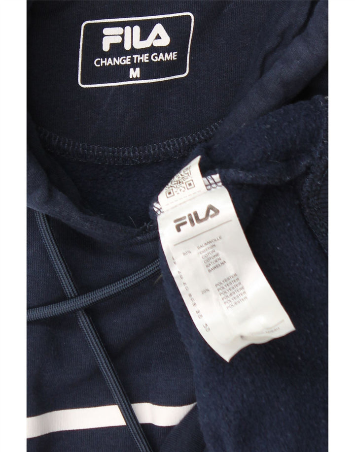 Fila Mens Graphic Hoodie Jumper Medium Navy Blue Cotton