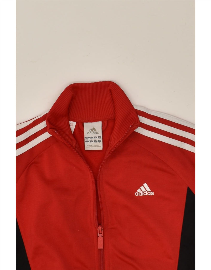 ADIDAS Girls Tracksuit Top Jacket 9-10 Years Red Striped Polyester | Vintage Adidas | Thrift | Second-Hand Adidas | Used Clothing | Messina Hembry 