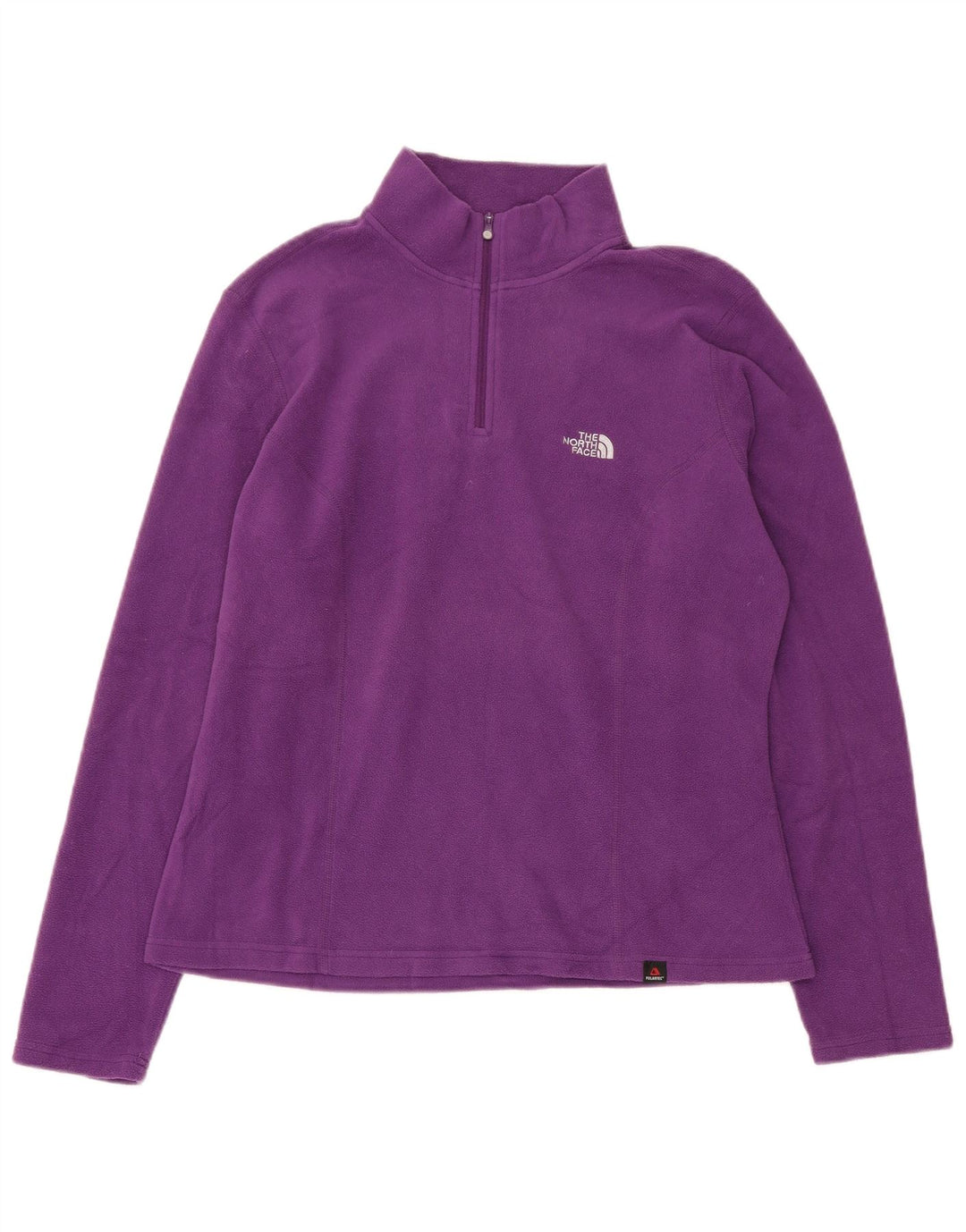 THE NORTH FACE Womens Zip Neck Fleece Jumper UK 16 Large Purple Polyester