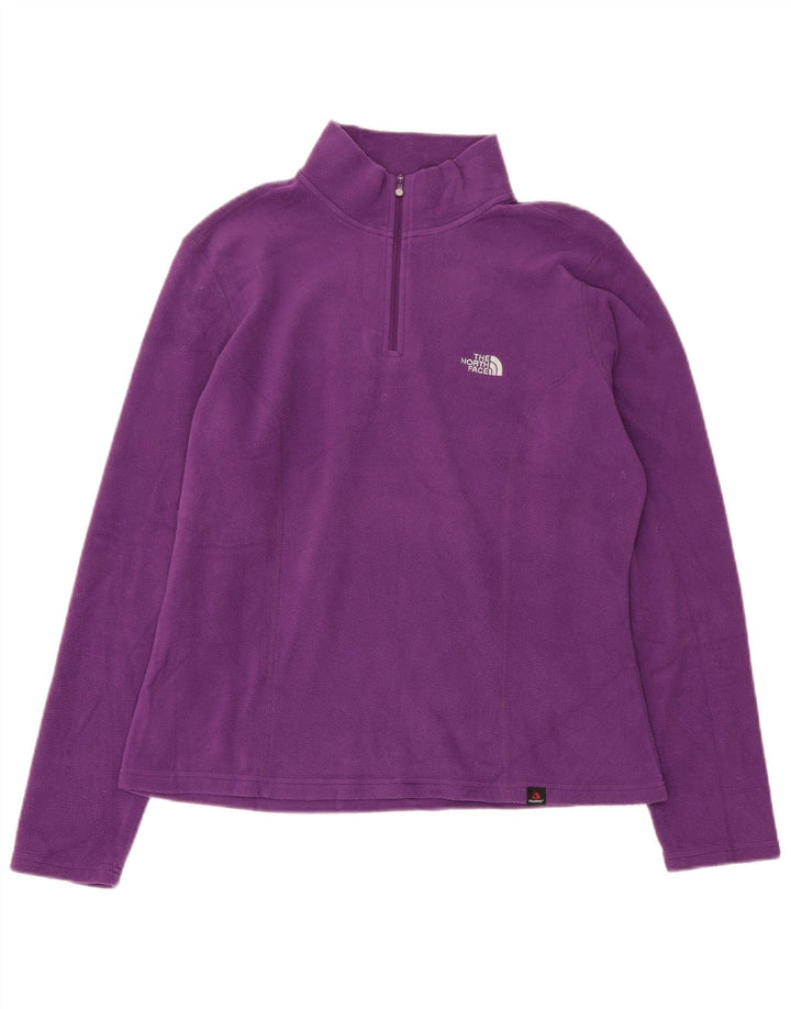 THE NORTH FACE Womens Zip Neck Fleece Jumper UK 16 Large Purple Polyester