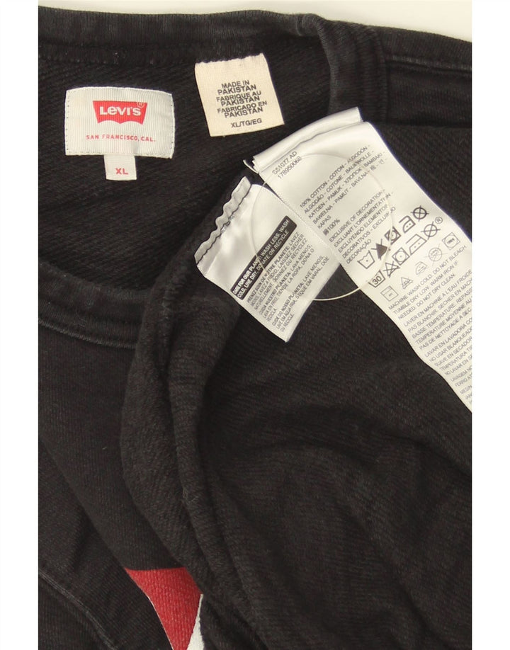 LEVI'S Mens Graphic Sweatshirt Jumper XL Black Cotton