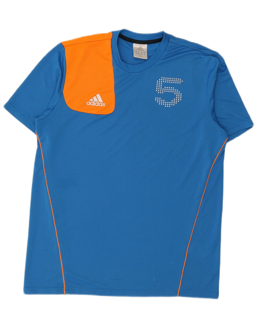 ADIDAS Mens Graphic T-Shirt Top Large Blue Colourblock Polyester