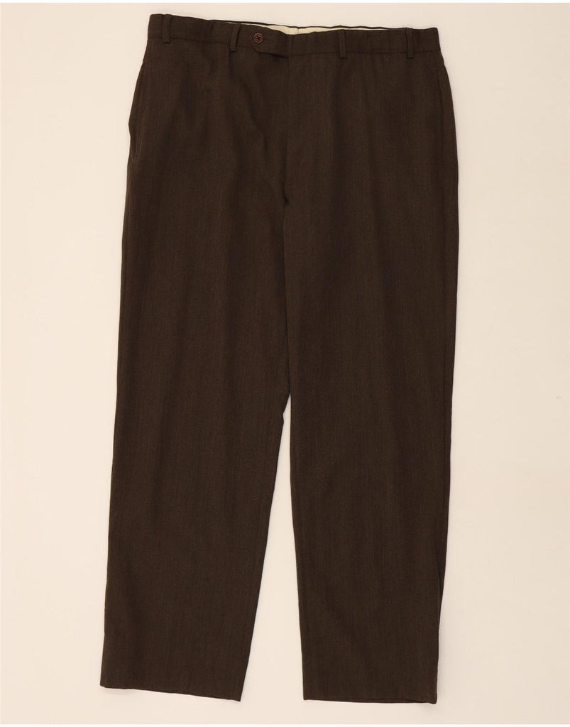 BROOKS BROTHERS Mens Straight Suit Trousers W38 L30 Brown Wool Vintage Brooks Brothers and Second-Hand Brooks Brothers from Messina Hembry 