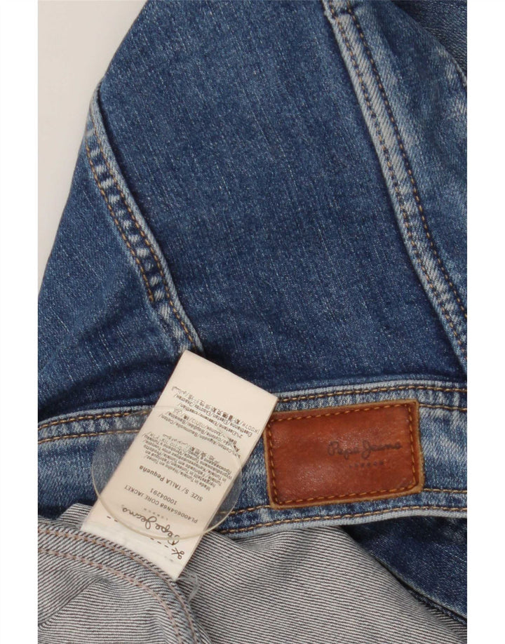 PEPE Jeans Womens Crop Denim Jacket UK 8 Small Blue Cotton