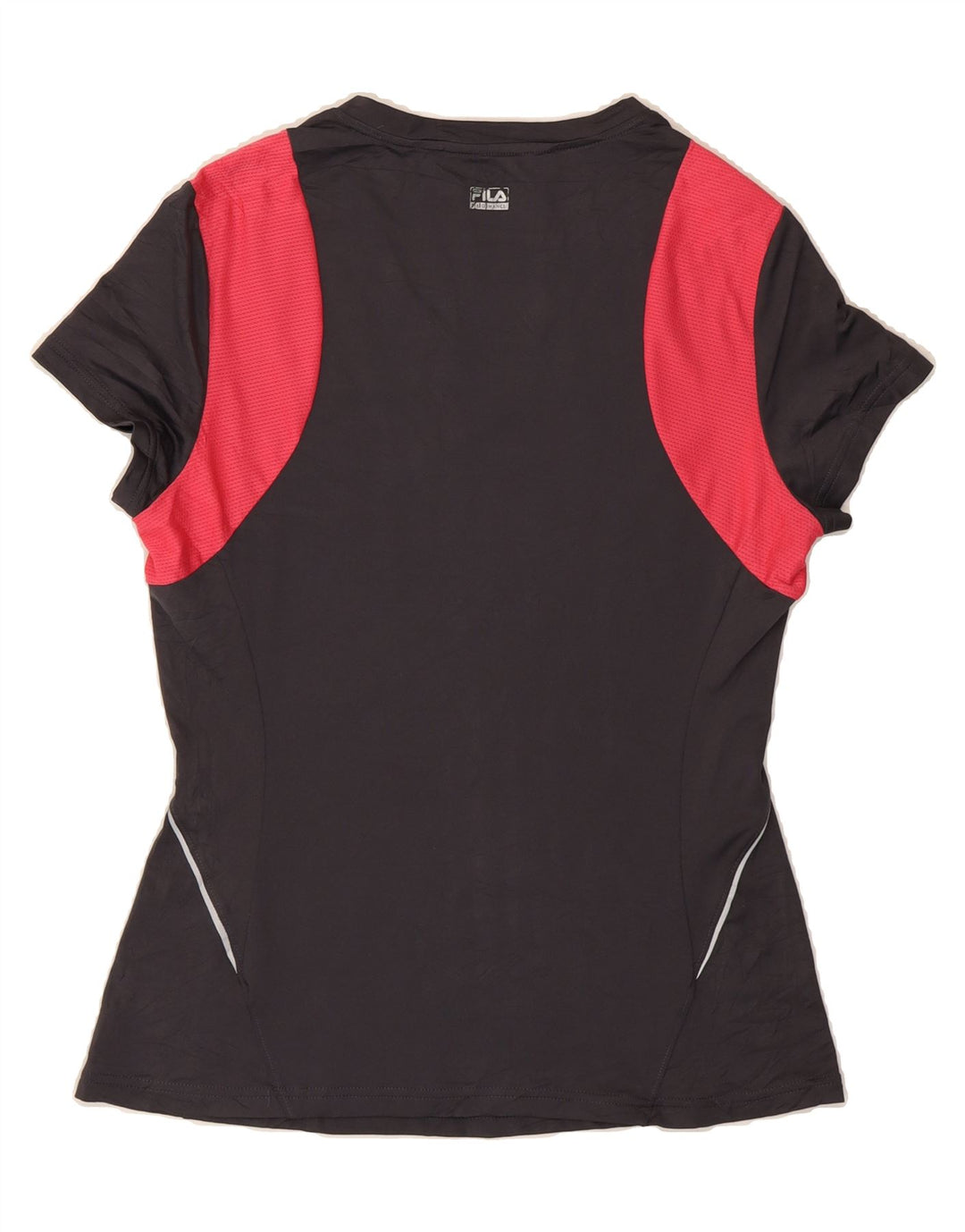 FILA Womens T-Shirt Top UK 12 Medium Black Colourblock Polyester Vintage Fila and Second-Hand Fila from Messina Hembry 