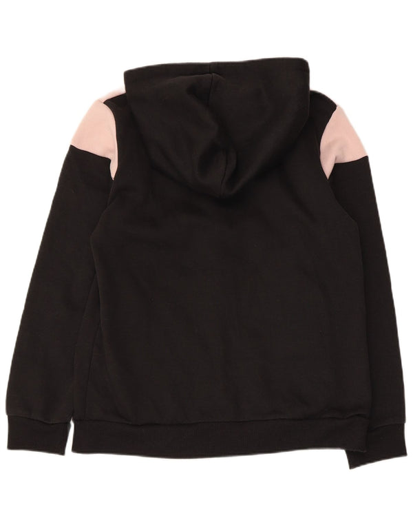 Umbro Womens Zip Hoodie Sweater UK 12 Medium Black Colourblock Cotton