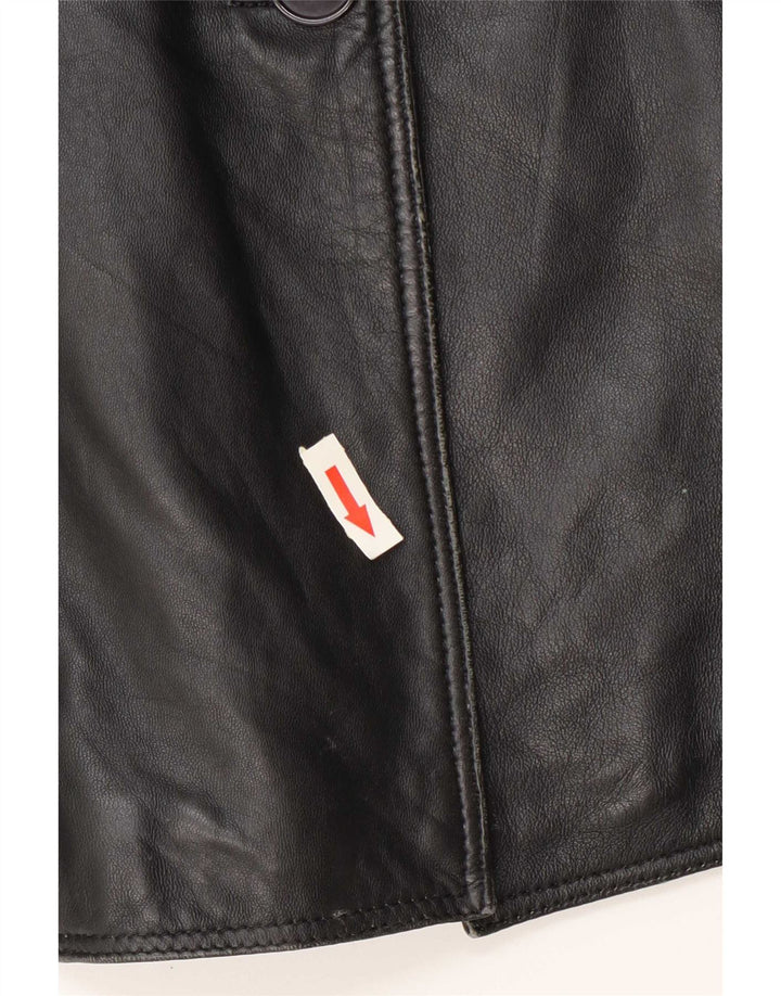 Vintage Womens 3 Button Leather Blazer Jacket IT 42 Medium Black