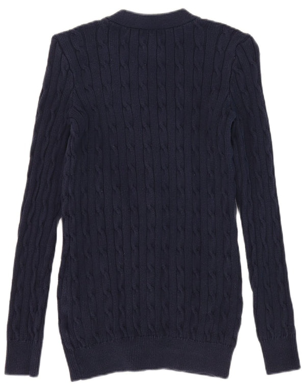 Polo Ralph Lauren Womens Cardigan Sweater UK 10 Small Navy Blue Cotton