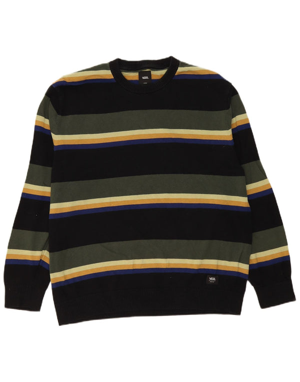 Vans Mens Crew Neck Jumper Sweater Large Multicoloured Striped Cotton