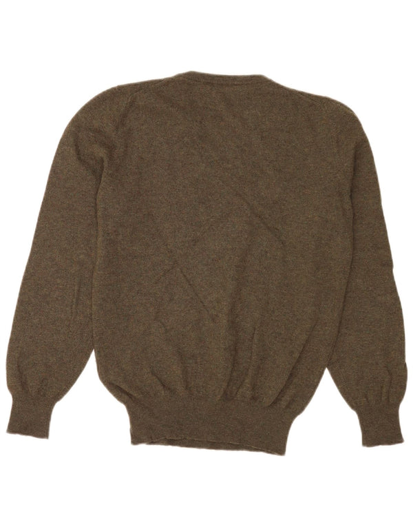 Fred Perry Mens Crew Neck Jumper Sweater Small Khaki Wool