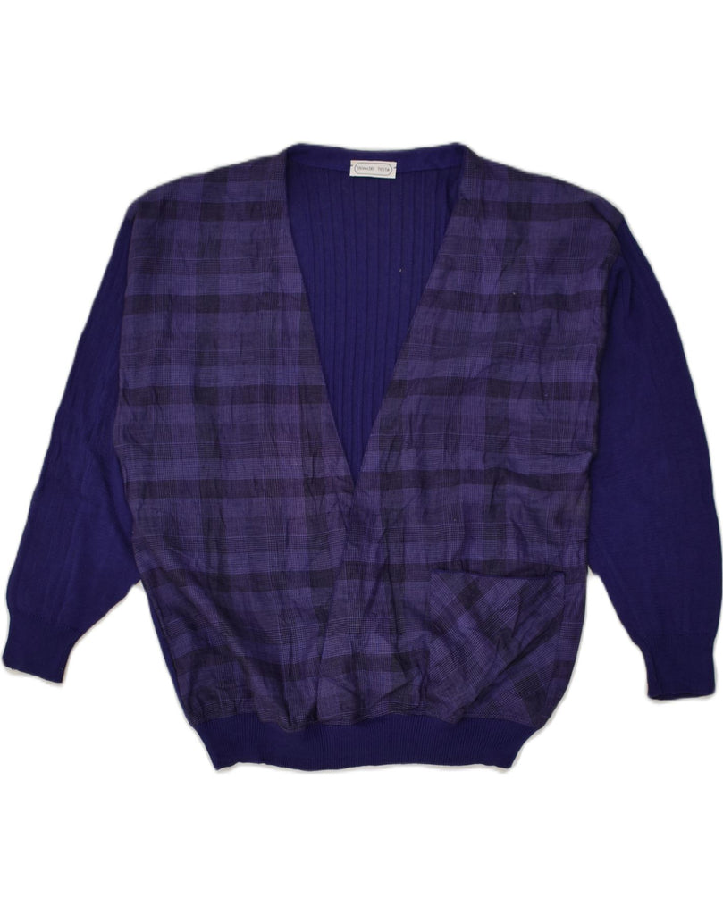 OSVALDO TESTA Womens Oversized V-Neck Jumper Sweater EU 50 3XL Purple | Vintage Osvaldo Testa | Thrift | Second-Hand Osvaldo Testa | Used Clothing | Messina Hembry 