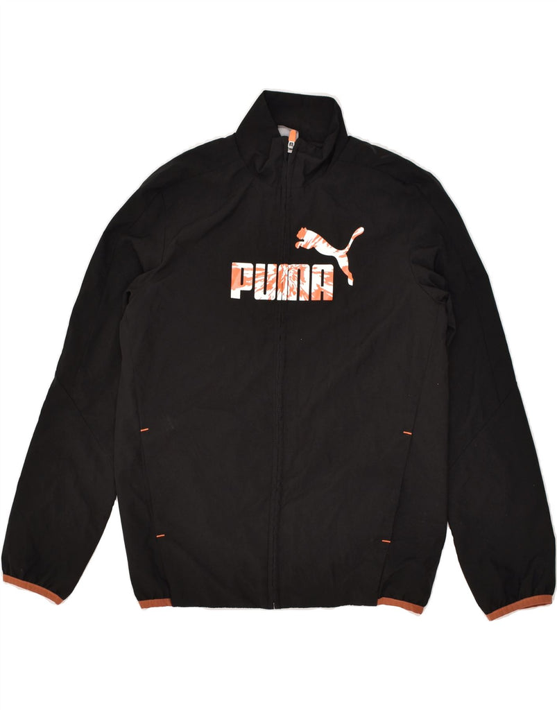 PUMA Boys Graphic Tracksuit Top Jacket 11-12 Years Black Polyester | Vintage Puma | Thrift | Second-Hand Puma | Used Clothing | Messina Hembry 