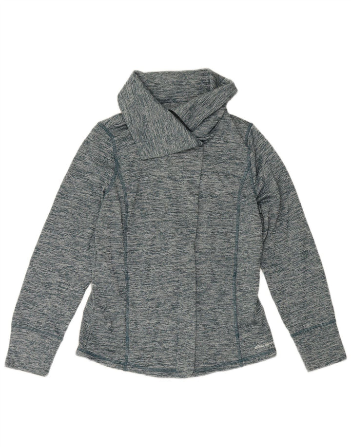 Eddie Bauer Womens Tracksuit Top Jacket UK 16 Large Blue Flecked Polyester